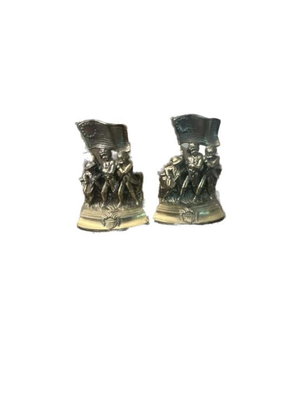 Vintage 1974 SCC Spirit of '76 American Revolution Brass-Plated Bookends